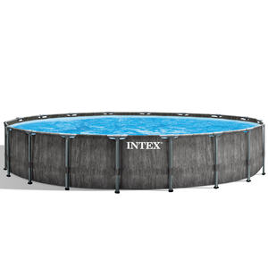 Ensemble de <span class=keywords><strong>piscine</strong></span> <span class=keywords><strong>premium</strong></span> <span class=keywords><strong>INTEX</strong></span> 26744 5,49 m x 1,22 m avec cadre en bois gris et structure prismatique - Product Image 1