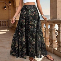 Nouvelle jupe évasée élégante anti-plis à imprimé numérique taille empire vintage, collection Printemps/Été 2026, pour le commerce transfrontalier