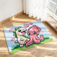Tapis de sol antidérapant lavable pour enfants, tapis en peluche rectangulaire avec motif d'animaux mignons pour la chambre des enfants, salle de jeux