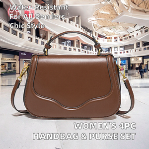 Ensemble de sacs à main PU à la mode pour femmes Portable étanche épaule fourre-tout cartable Hobo sac à main doublure en Polyester sac à bandoulière - Product Image 5