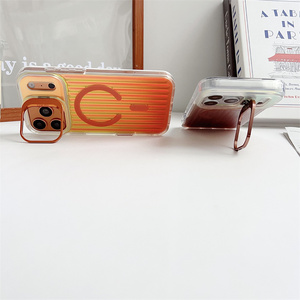 เคสโทรศัพท์แม่เหล็กแบบลูกฟูกสีรุ้งสำหรับ iPhone 17 16 Pro Max พร้อมกรอบลายทาง ที่จับแบบร่อง และฝาหลังลายเลเซอร์ - Product Image 5