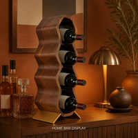 Range-bouteilles 3D en bois courbé, durable et écologique, support ondulé pour bouteilles, présentoir de table en bambou, organisateur de bar nordique moderne pour la maison