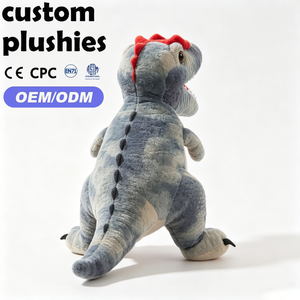 Peluche de Dinosaurio <span class=keywords><strong>Velociraptor</strong></span> Azul Grisáceo Personalizado de Fábrica con Cresta Roja en la Cabeza para Tiendas de Regalos al por Mayor - Product Image 3
