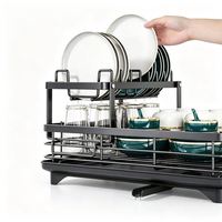 Égouttoir à vaisselle multifonctionnel en fer, organisateur de comptoir de cuisine, design étanche et écologique pour bols, couteaux et planches à découper