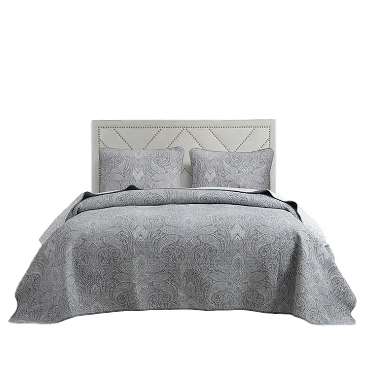Yetişkin lüks ev ışık tatlı dantel saf pamuklu gri Paisley yorgan setleri yorgan seti yatak örtüsü