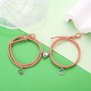 Pulsera de Pareja con Cierre Magnético, Pulsera Creativa de Cuerda, Amistad, Joyería para Hombre y Mujer, Regalo, Pulsera con Dijes, 2 Piezas - Product Image 6