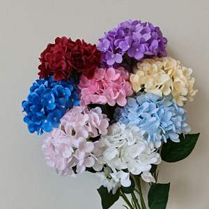 Grandes fleurs d'hortensia artificielles en latex blanc et bleu, fleurs d'hortensia de simulation européenne, décoration de mariage - Product Image 6