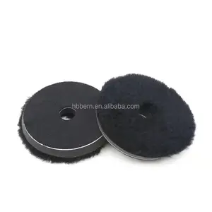 Customized 3 4 5 6 7 Inch Black Long Fur Nap 100% Lamb Wool Polishing Pads Buffing Pad Polish Car