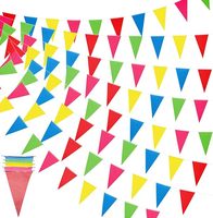 Guirlande de fanions triangulaires multicolores en polyester pour décorations d'anniversaire, de mariages et de fêtes