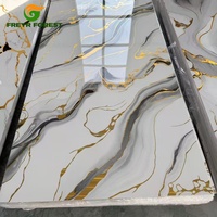 Plaques de marbre floral PVC UV SPC vert doré brillant de 1220*2800 mm, 3 mm d'épaisseur, pour la décoration de cuisine, escalier, salle de bain, salon