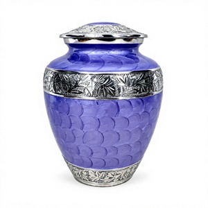 Urna Funeraria de Aluminio para Cenizas Humanas, Urna Grande de Metal Grabada a Mano en Color Púrpura Real, Recipiente para Cremación de Adultos, Venta al Por Mayor - Product Image 1
