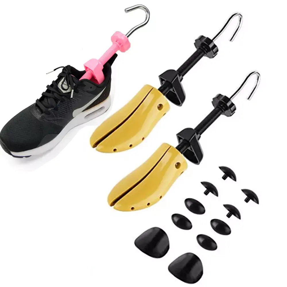Adjustable Plastic Shoe Tree Support Stretcher Shaper Black For Women Men Design Custom Brand Logo Package Long Last Keeper