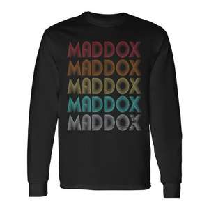 T-shirt à manches longues vintage personnalisé avec le nom de famille Maddox 'I Love Maddox' - Produit promotionnel personnalisable - Product Image 1