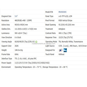 PD050OX5 หน้าจอ LCD ดั้งเดิม 5 นิ้ว 480x480 โมดูล LCD สำหรับเครื่องสแกนอุตสาหกรรม, HMI - Product Image 4
