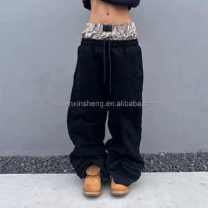 Hochwertige OEM maßgefertigte Oversize Frottee lockere Baumwoll Baggy Jogginghose mit weitem Bein für Herren Hohe doppelt taillierte Sweatpants für Männer - Product Image 4