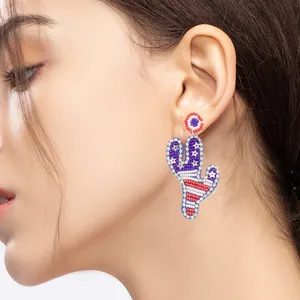 High Fashion Wholesale Hand Made Seed Bead Fashion Independence Day Earrings For Women Earrings