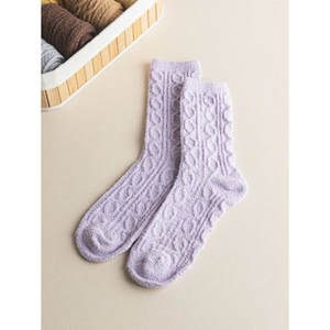 Calzini da donna Monfoot viola Pretzel unit carine cartoni animati con stampa ricamata su misura calda traspirante per la primavera - Product Image 1