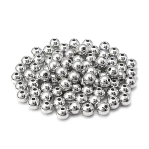 500g/袋CCB圆珠直孔电镀金银珠串珠配件3毫米-14毫米