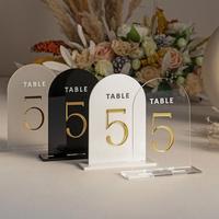 Numéros de table en acrylique personnalisés en usine, supports transparents pour numéros de table, accessoires pour mariages, hôtels, décorations de fête