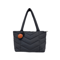 Tas Tote Puffer Berlapis Gelombang Mewah untuk Wanita, Kapasitas Besar, Tahan Air, Bahan Nilon, Tas Selempang, Grosir, Produsen Kustom