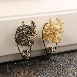 Tiradores de latón con cabeza de dragón estilo chino, tiradores de puerta de cobre macizo Rey Dragón, ganchos de <span class=keywords><strong>pared</strong></span> decorativos para armario y hogar - Product Image 1