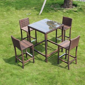 Patio al aire libre hogar Bar Club silla Metal aluminio marco Bar muebles conjunto PE ratán al aire libre mostrador <span class=keywords><strong>taburetes</strong></span> silla alta Bar - Product Image 3