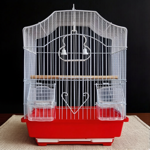 Cage à oiseaux domestique de petite taille pour perroquet, cage d'élevage artistique en métal, style villa ornementale - Product Image 3