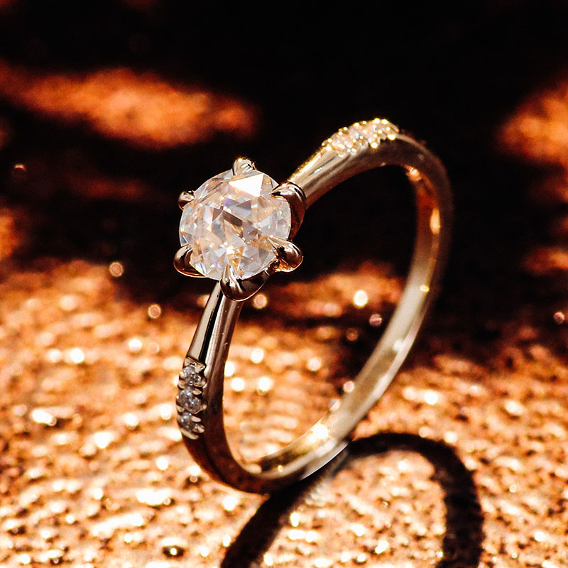 Bague moissanite en or massif 18 carats véritable