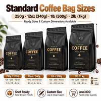 Sachets de café personnalisés brillants à fermeture éclair, multicolores, avec valve de dégazage unidirectionnelle, fond plat, sans BPA, avec valve, OEM