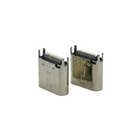 Connecteur femelle USB Type C 24 broches QQX, type à languette 7,3 mm, montage vertical DIP, 12V 5A, coque en acier inoxydable, 30 milliohms