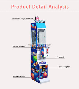 Giá rẻ đồ chơi nhỏ cần cẩu bán hàng tự động giải thưởng búp bê Quà Tặng Kẹo đồng tiền hoạt động trò chơi mini Claw máy với hóa đơn chấp nhận - Product Image 2