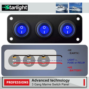 Panneau d'interrupteur 3 groupes étanche 12V LED bleue avec bascule ON/OFF pour voiture, bateau, yacht, camping-car, camion - Product Image 4