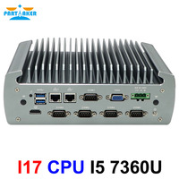 Mini PC industriel sans ventilateur Intel Core I5-7360U Double LAN 6x COM VGA+HD 9-36V Large plage de tension Linux
