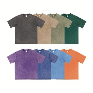 เสื้อยืดสตรีทสไตล์วินเทจทรงโอเวอร์ไซส์ แขนสั้น ผ้าหนา 300 กรัม ทรงปกติสำหรับผู้ชาย สไตล์ฮิปฮอป พิมพ์ลายตัวอักษร - Product Image 1