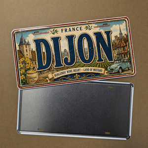 Plaque Métallique Vintage France <span class=keywords><strong>Dijon</strong></span>, Décoration Murale Rustique Style Ancien pour Bistro et Cave à Vin - Product Image 3