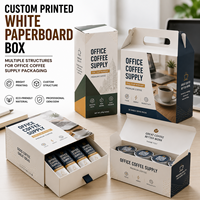Boîte pliante professionnelle en carton SBS blanc 18pt pour café de spécialité, emballage de fournitures de bureau, boîte rigide en carton.