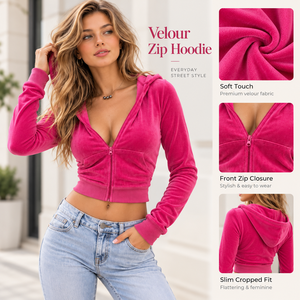 Custom women velour cropped zip up hoodie long sleeve ribbed solid <b>velvet</b> slim fit casual y2k streetwear fleece <b>ladies</b> <b>jacket</b> - Product Image 3