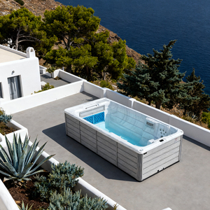 <span class=keywords><strong>Piscine</strong></span> de nage à contre-courant de luxe de 2,4 m de large, homologuée CE, avec <span class=keywords><strong>pompe</strong></span> à turbine, 17 jets, purification à l'ozone, spa, <span class=keywords><strong>piscine</strong></span> extérieure sans fin - Product Image 3