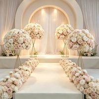 Décoration de mariage, chemin de table, fleurs artificielles de luxe en soie, rangée de fleurs mélangées or et noir, décoration florale de mariage