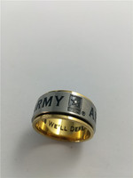 Top Grade 316L Chirurgischer Edelstahl Herren Super Breite US Army Force Golden Band Schwarzes Öl Gravierter Ring