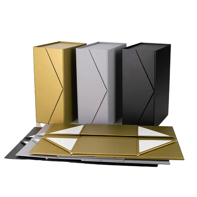 Golden Grey Zwart Papier Clamshell Opslag Vouwen Kartonnen Luxe Gift Verpakking