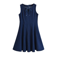 PB&ZA Femme 2026 Nouvelle Collection Été Mini Robe en Jean Vintage Sans Manches Décontractée Unie Robes Femme Vestidos Robe Mujer