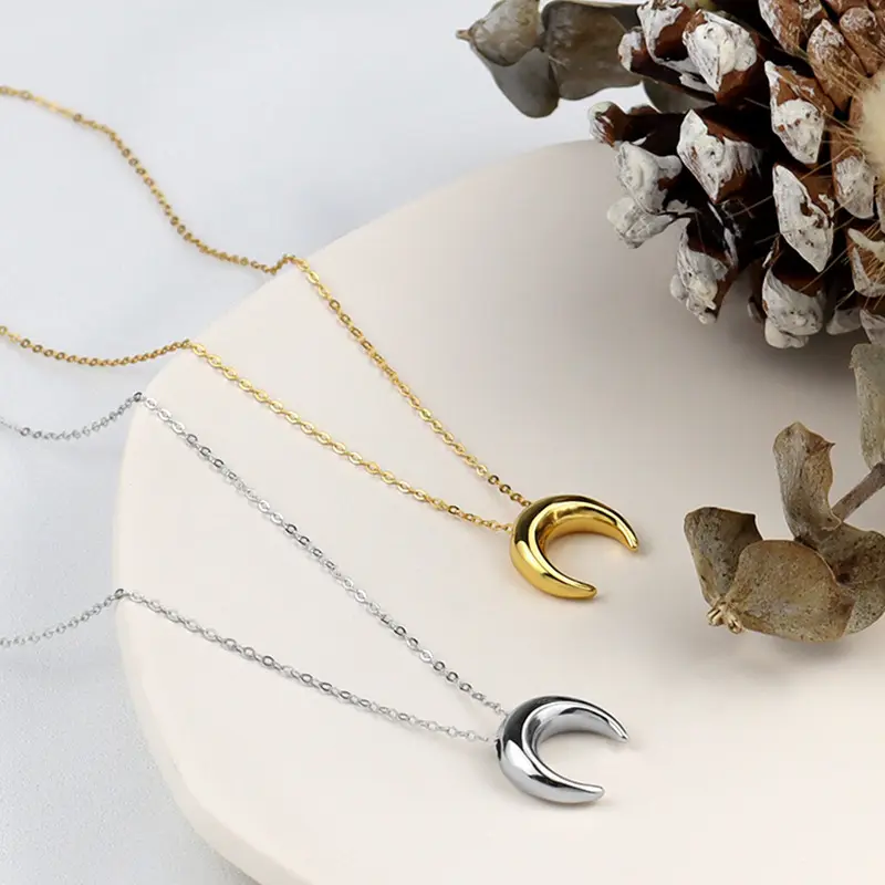 Модное минималистичное ожерелье с подвеской HOVANCI 3, позолоченное ожерелье-чокер с полумесяцем для женщин и девушек
