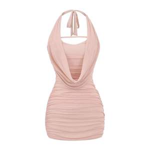 Robe d'été vintage antistatique style européen et américain, col halter en maille, taille empire, pour femme séduisante - Product Image 5