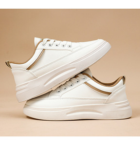 Nuove scarpe bianche in pelle microfibra suola spessa sneakers rialzanti scarpe casual moda <span class=keywords><strong>donna</strong></span> - Product Image 2