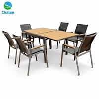 Table à manger moderne extensible et confortable ensemble de chaises tout en alliage d'aluminium durable pour hôtel villa cour terrasse balcon