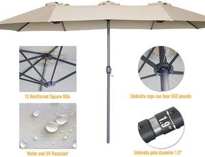 Sombrillas rectangulares grandes de 3 metros, 10 pies, <span class=keywords><strong>11</strong></span> pies, <span class=keywords><strong>11</strong></span>,5 pies, para restaurante, mercado, piscina, sombrilla para <span class=keywords><strong>patio</strong></span> de doble cara al aire libre - Product Image 6