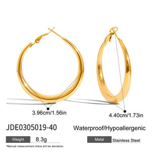 Pendientes al por Mayor, Acero Inoxidable 316L, Chapados en Oro de 14k y 18k, Joyería Fina de Moda, Pendientes de Aro Grandes para Mujer - Product Image 6