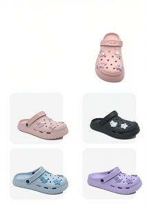 Sandali per bambini con decorazioni animate, taglia 23, punta tonda, slip-on, motivo doodle, tomaia in EVA, scarpe estive casual - Product Image 1