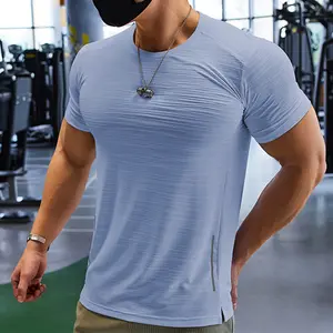 Quick Dry Men Outdoor Shirt Round Neck Polyester Spandex Sport Shirt Breathable Gym Short Sleeve T Shirt